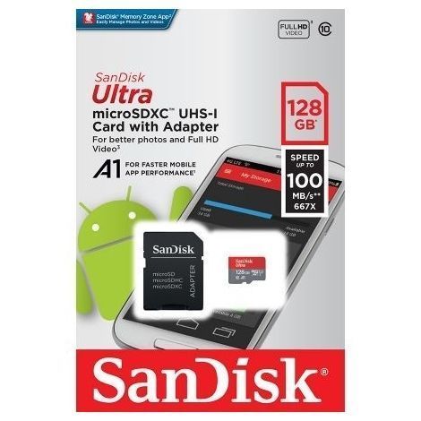 SanDisk Ultra microSDXC 128GB 100MB/s A1 + Adapter SD